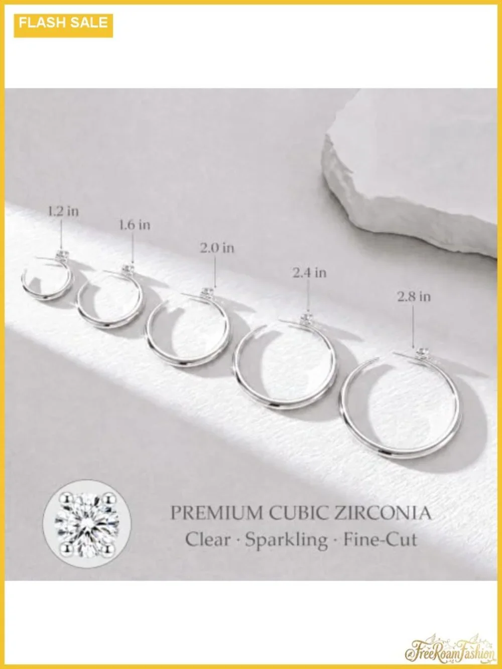 925 Sterling Silver Chunky Hoop Earrings for Women 60mm Statement